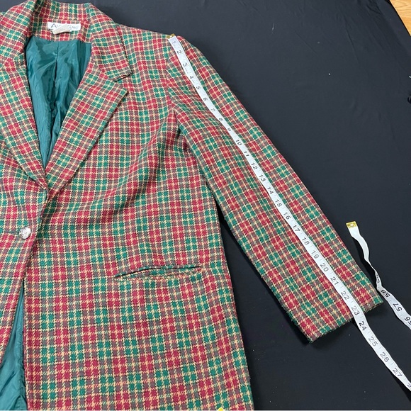 Vintage 90s Plaid Tartan oversized blazer size L - Picture 3 of 5